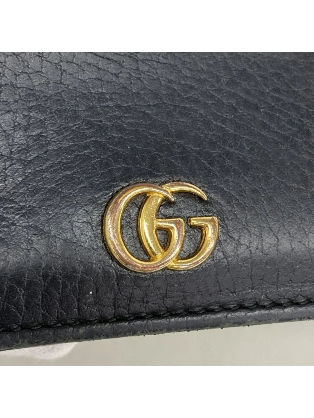 Gucci Wallet GG Marmont Leather Black Gold